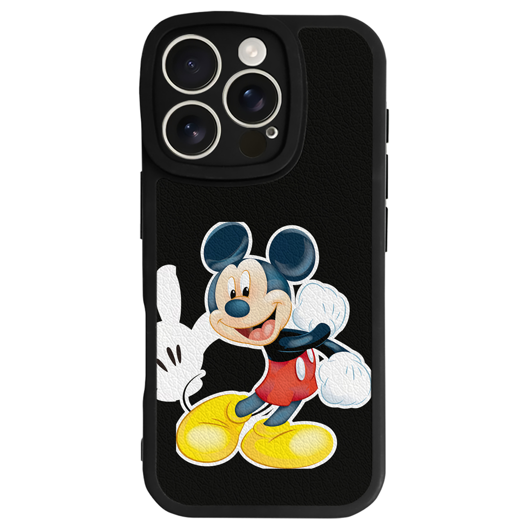 （画像用） ミッキーマウス Mickey Mouse 【iPhone 16シリーズ対応】シリコンスマホケース（レザー調） 材質：シリコン
